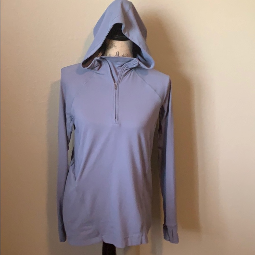 Lululemon 1/4 zip hoodie.Light gray/blue-ish color
